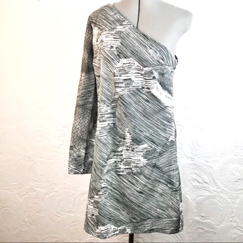 W118 Walter Baker dark gray graphic pattern dress